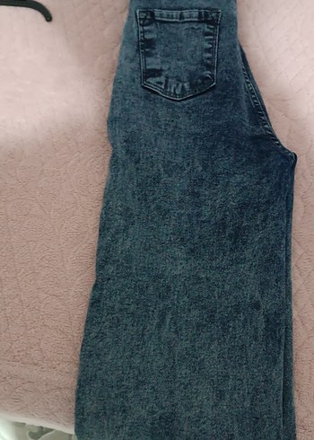 Kadın Gri Batik Desenli Bol Kesim Midi Kot Pantolon - Görsel 6