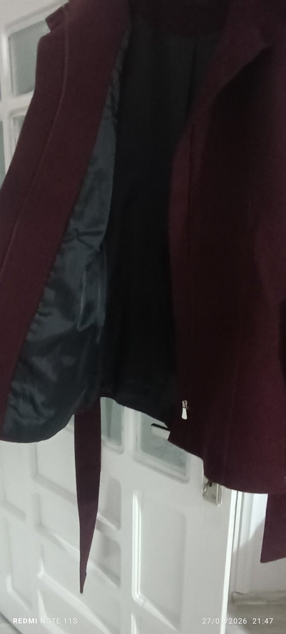 Bordo Fermuarlı Kaban - Görsel 3