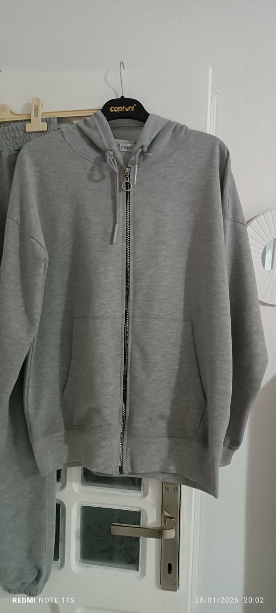 Gri Kadın Fermuarlı Rahat Eşofman Takımı - Görsel 2