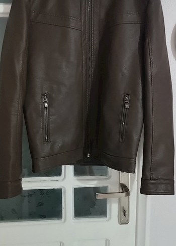 Kahverengi Deri Biker Ceket - Görsel 2