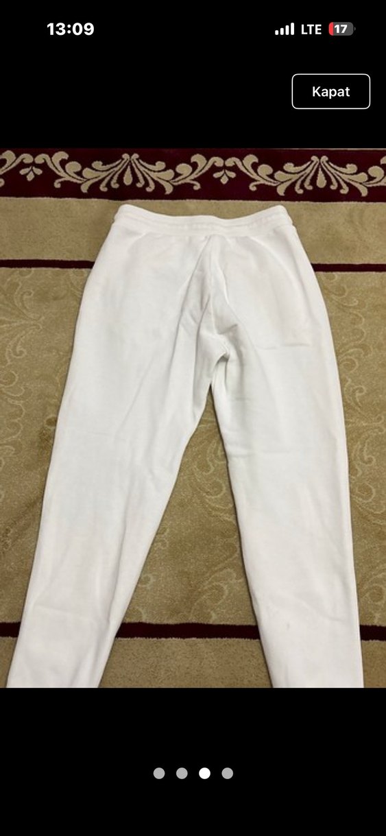 Beyaz Nakışlı Fermuarlı Erkek Eşofman Altı - Görsel 3