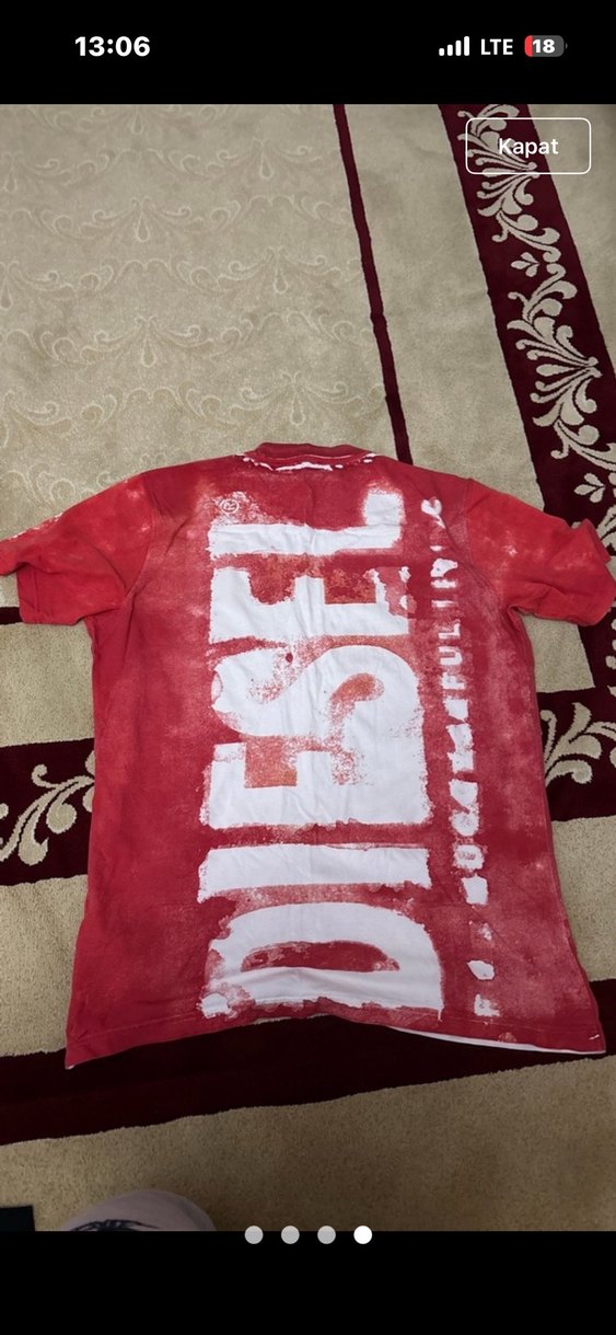 Kırmızı Diesel Baskılı Erkek T-shirt - Görsel 4