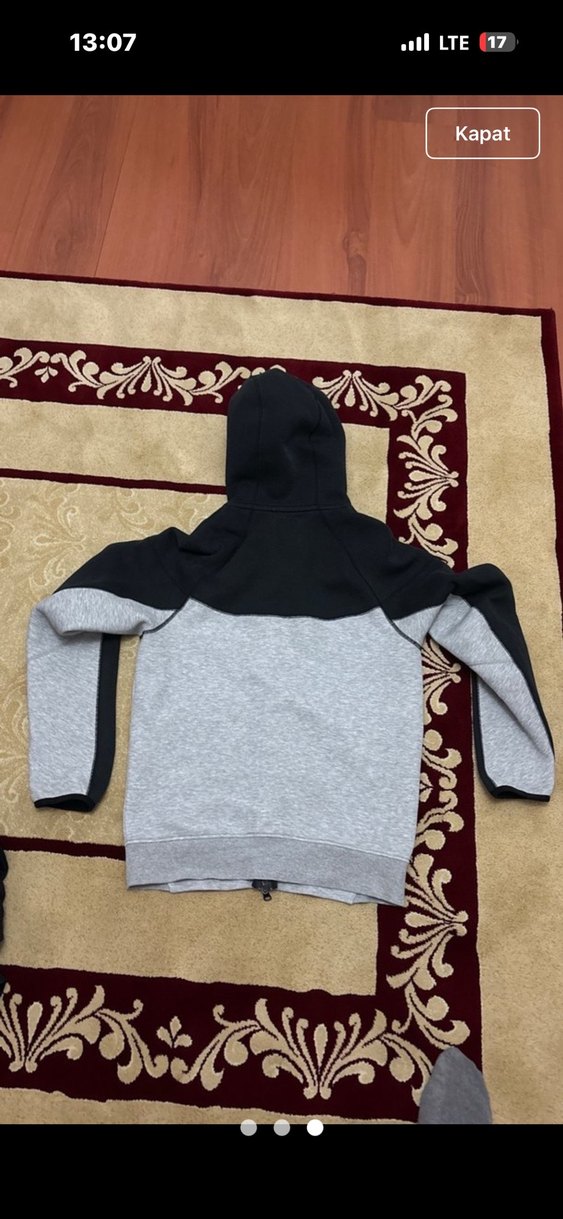 Nike Erkek Gri Siyah Fermuarlı Sweatshirt - Görsel 3