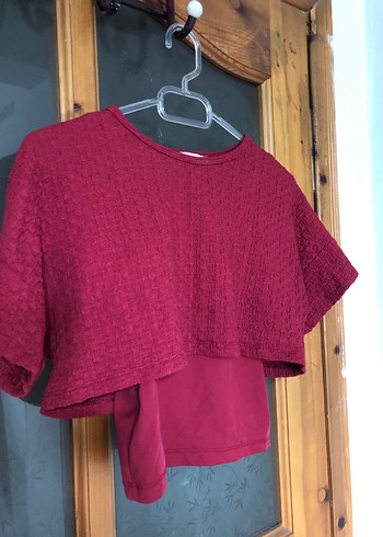 Kırmızı İnce Askılı crop ve üst takımı beden M/L - Görsel 2