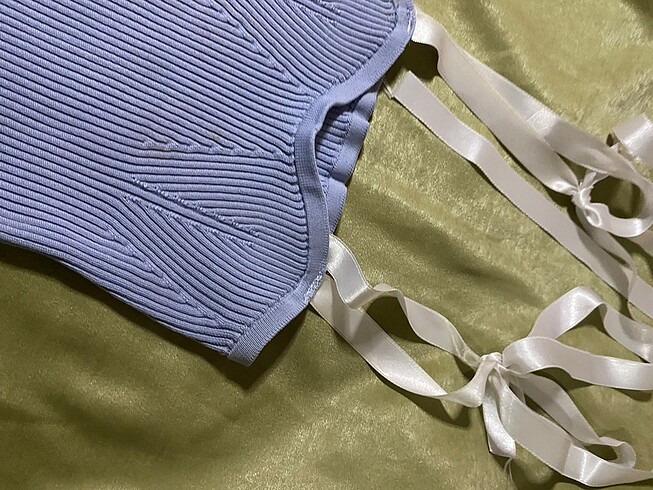 Bershka Kurdeleli mavi Crop