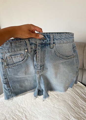 s Beden Rahat Kesim Mavi Mini Denim Şort