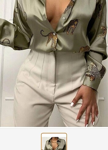 Vizyon Saten leoparlı gömlek