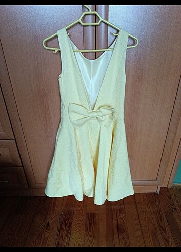 Coton sarı elbise - Görsel 4