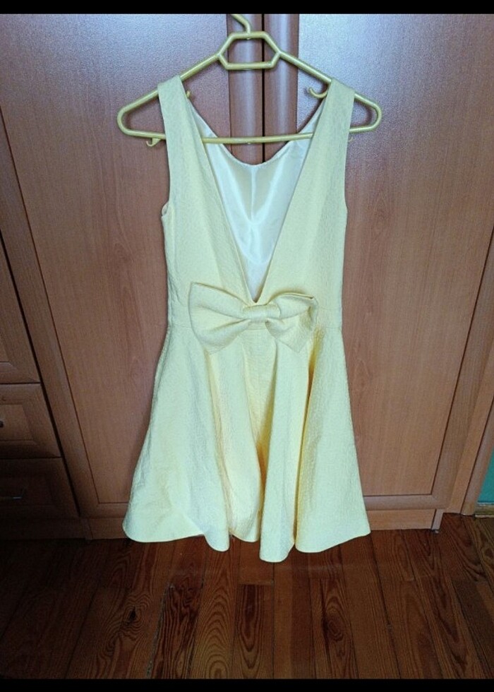 Coton sarı elbise - Görsel 4