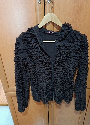 Kahverengi floş hırka - Görsel 3