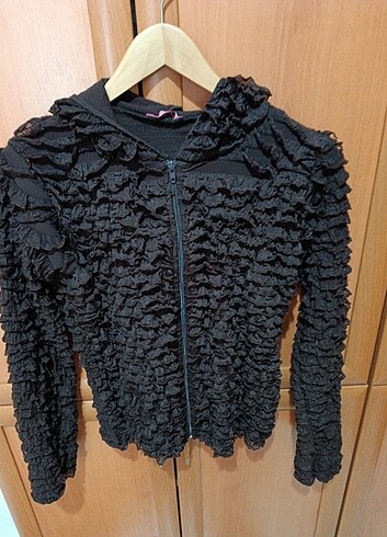 Kahverengi floş hırka - Görsel 5