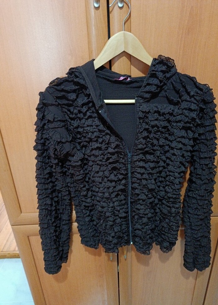 Kahverengi floş hırka - Görsel 3