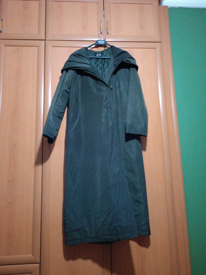 Drapeli Yüksek Yakalı Uzun Hamile Kabanı - Görsel 2