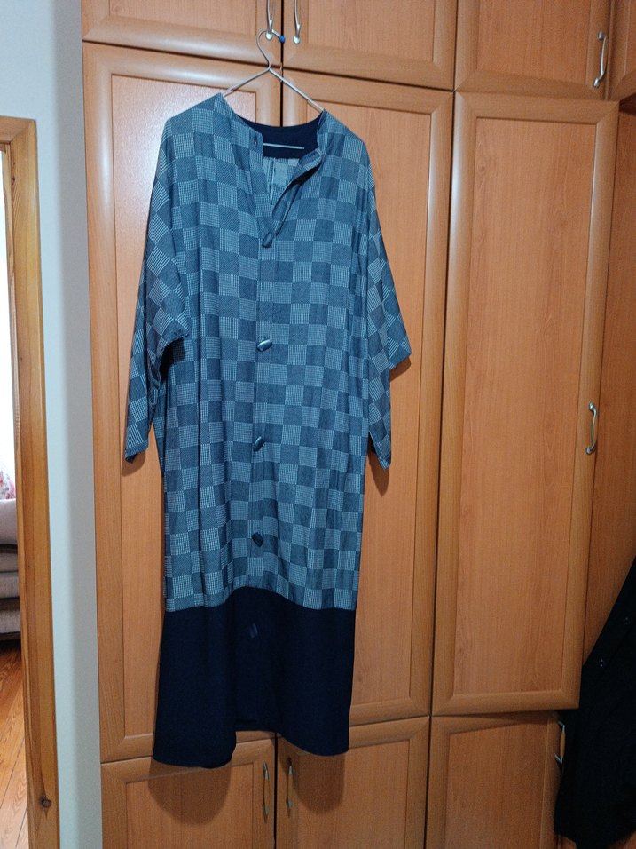 Uzun Kesim Kare Desenli Hamile Tunik - Görsel 2