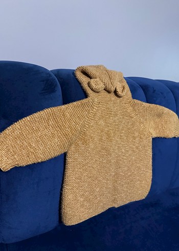 Kahverengi Örgü Yün Erkek Çocuk Hırka - Görsel 4