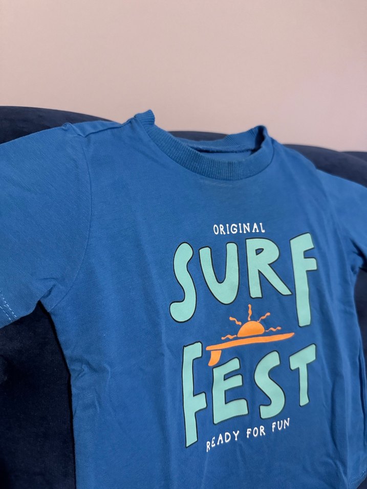 Erkek Çocuk Renkli Baskılı Mavi Tişört - Görsel 2