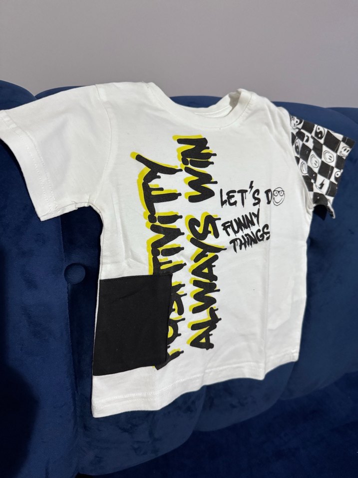 Beyaz Baskılı Erkek Çocuk Tişört - Görsel 2