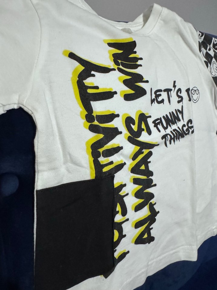 Beyaz Baskılı Erkek Çocuk Tişört - Görsel 5