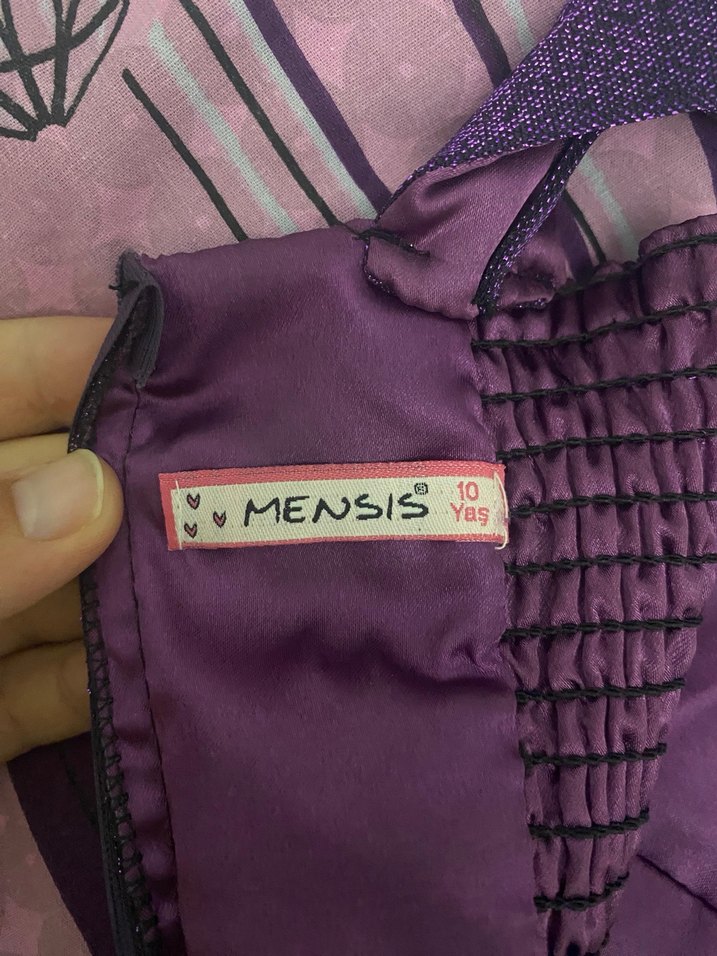 Parlak Mor Straplez Midi Gotik Elbise - Görsel 4