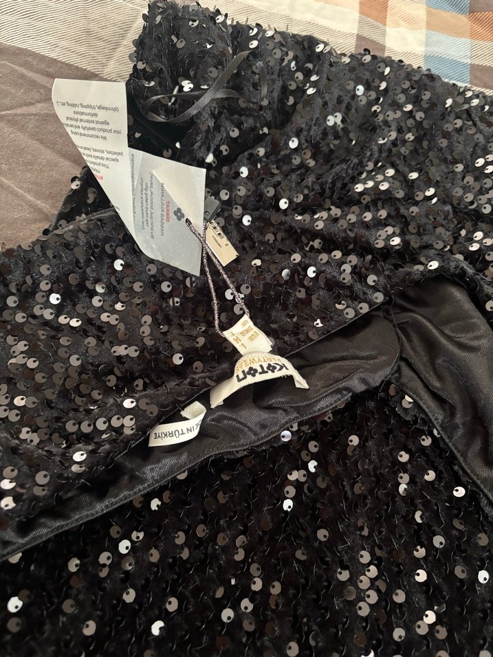 Parlak Siyah V Yaka Mini Abiye Elbise - Görsel 4