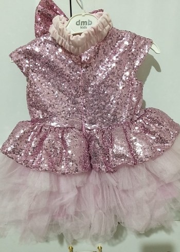 Pembe Pul Payetli Kız Çocuk Elbise - Görsel 2