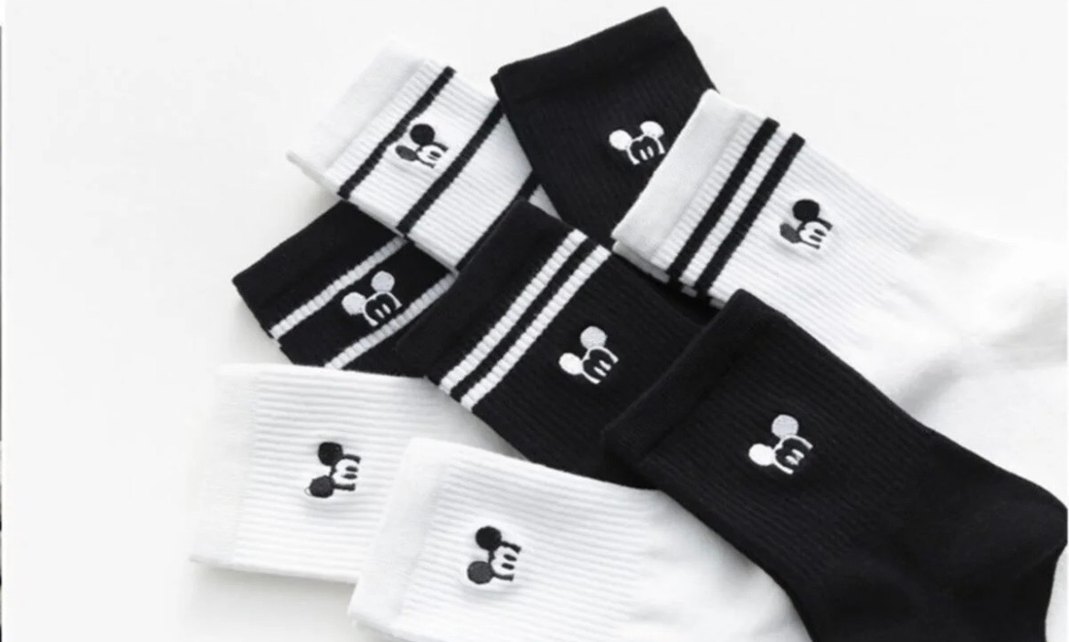 Siyah Beyaz Çizgili Pamuklu Çorap - Görsel 2