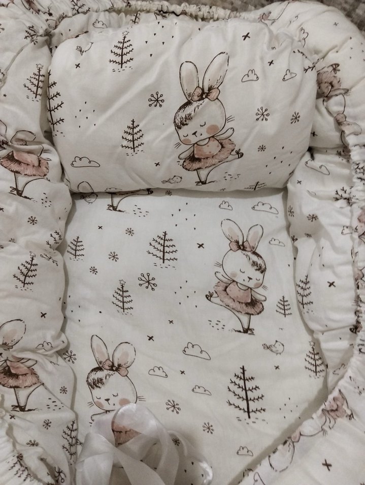 Beyaz Baskılı Bebek Yatağı Minderi - Görsel 2