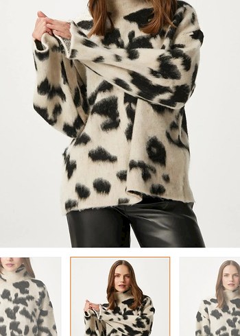 Trendyol & Milla Siyah Leopar Desenli Kadın Sweatshirt