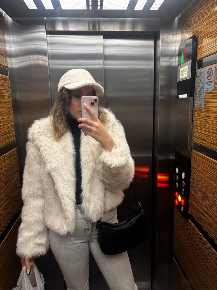 Gri Midi Boy Kürk Detaylı Kadın Mont - Görsel 2