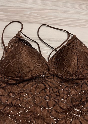 s Beden Kahverengi Dantel Bohem Bralet