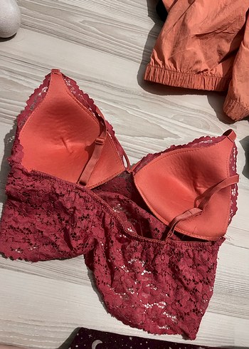 H&M Pembe Bohem Dantel Bralet