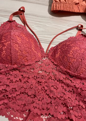 m Beden Pembe Bohem Dantel Bralet