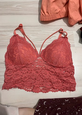 Pembe Bohem Dantel Bralet