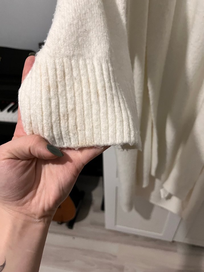 Kadın Beyaz Midi Uzun Kollu Hırka - Görsel 4