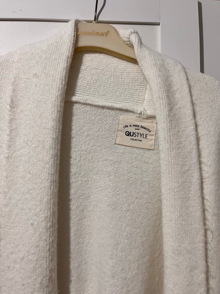 Kadın Beyaz Midi Uzun Kollu Hırka - Görsel 2