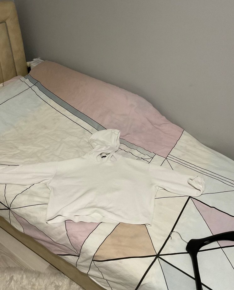 Kadın Zara Beyaz Kapüşonlu Salaş Sweatshirt - Görsel 3