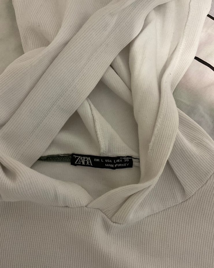 Kadın Zara Beyaz Kapüşonlu Salaş Sweatshirt - Görsel 2