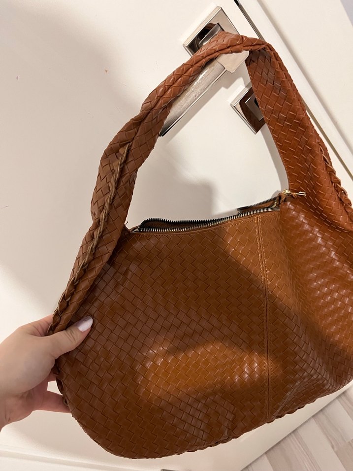 Kahverengi Yılan Derisi Desenli Deri Kadın Çanta - Görsel 2