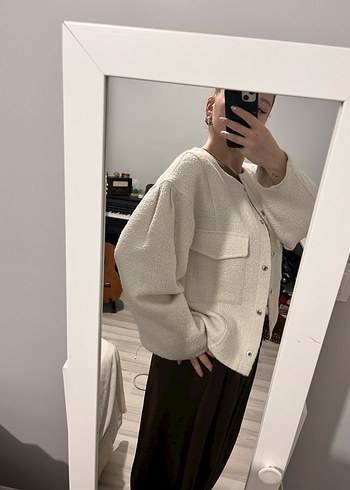 Beyaz Midi Kadın Ceket - Görsel 3