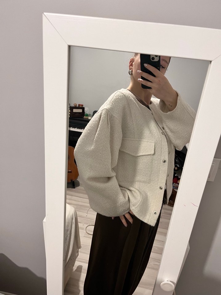 Beyaz Midi Kadın Ceket - Görsel 3