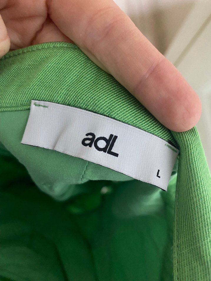 Yeşil Keten Uzun Drapeli Elbise - Görsel 3