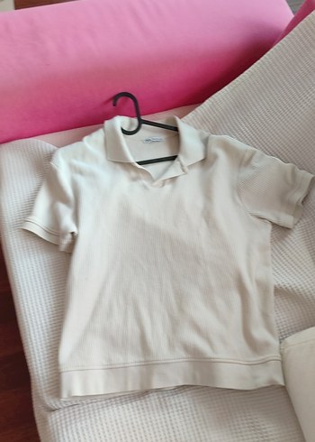ZARA polo yaka erkek krem rengi