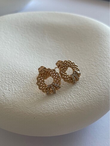  Beden altın Renk Minimal Oval Gold Küpe