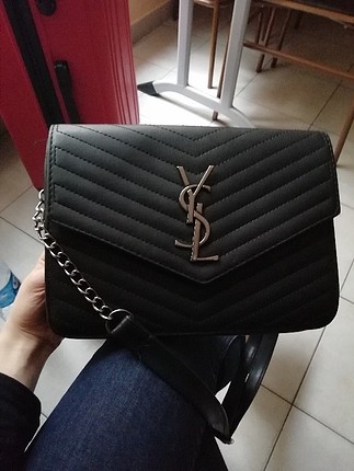 YSL deri çanta çizgili desenli zincir askılı