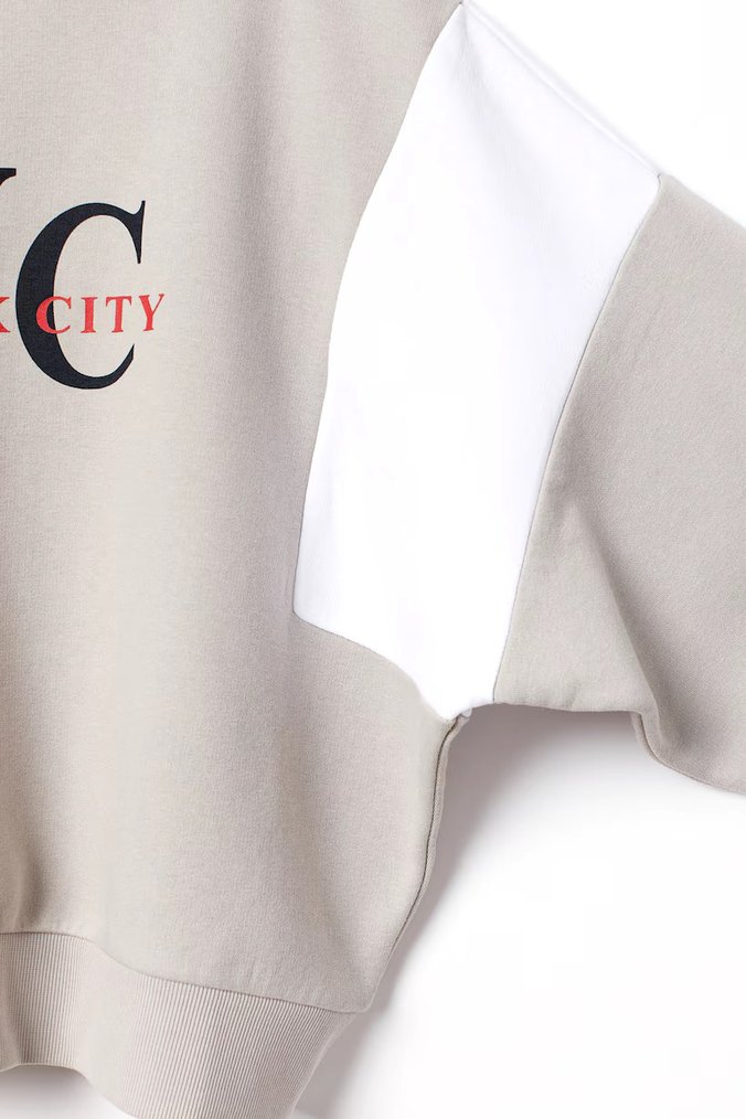 bej Baskılı Uzun Kollu Sweatshirt - Görsel 2