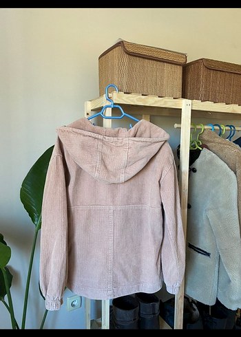 pull and bear kanguru fitilli sweat rüzgarlık pembe pudra - Görsel 2