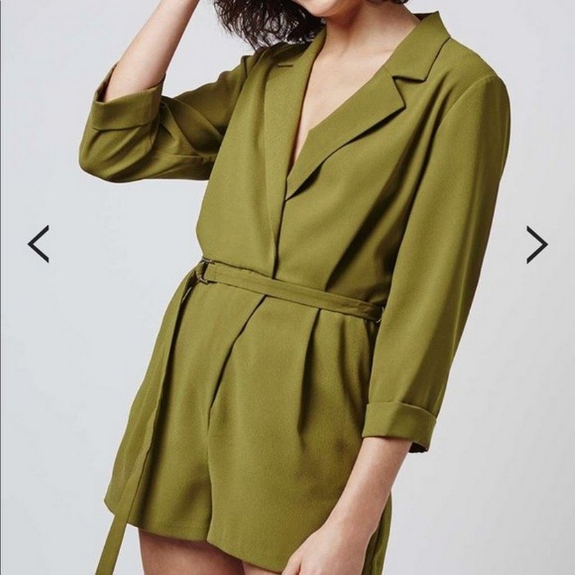 Kadın Haki Kemerli Kısa Tulum blazer - Görsel 3