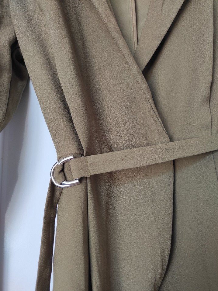 yağ yeşili haki Kemerli Mini Kadın blazer tulum - Görsel 3