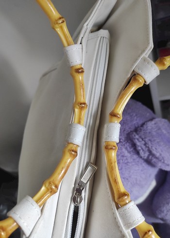 Beyaz İşlemeli Boncuklu Kadın Çanta el kol vintage - Görsel 4