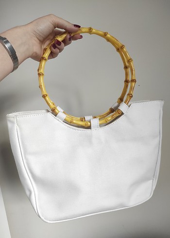 Beyaz İşlemeli Boncuklu Kadın Çanta el kol vintage - Görsel 3